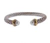 David Yurman 14K Gold Silver Pearl Cable Cuff Bracelet