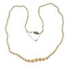 Antique Platinum 18K Gold Pearl Graduated Bead Necklace