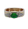 14K Gold Diamond Green Stone Ring