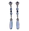Platinum Aquamarine Diamond Sapphire Drop Earrings