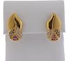 Tenthio 18k Gold Multi Color Sapphire Diamond Earrings