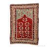 Central Anatolian Prayer Rug, Turkey, c. 1860, 4 ft. 6 in. x 3 ft. 3 in.  Provenance:  The Cadle Collection.