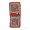 Pair of Complete Shahsavan Soumak Bags, northwestern Iran, c. 1900, 2 ft. 2 in. x 11 in.  Provenance:  The Cadle Collection.