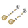18k Gold 1.00 TCW Yellow & White Diamond Pearl Earrings
