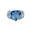 John Hardy 18k White Gold Diamond & Blue Topaz Ring