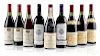 Nine bottles of French red wine