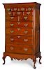 Queen Anne walnut tall chest of drawers