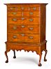 Pennsylvania Chippendale tiger maple chest on frame