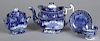 Four pieces of Staffordshire historical blue Wadsworth Tower porcelain