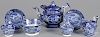 Seven pieces of Staffordshire historical blue Virginia Church porcelain