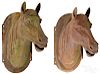Pair of cast iron horse head plaques