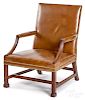George III Chippendale mahogany open armchair