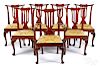 Set of seven George II mahogany dining chairs