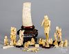 Collection of Japanese ivory figures and netsukes
