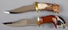 Two Walter Stockdale custom carved knives