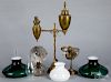 Two brass table lamps, etc.