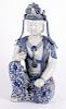 Chinese blue and white porcelain seated figure