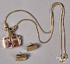 14K yellow gold Native American Indian style necklace, etc.