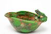 Weller Pottery Coppertone Lotus Bowl w Frog & Fish