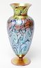 Marked Quezel Iridescent Spiral Art Glass Vase