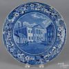 Historical blue Staffordshire Bank of the United States plate, 19th c., 10'' dia.