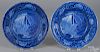Two Historical blue Staffordshire Table Rock Niagara shallow soup bowls, 19th c., 10 1/4'' dia.