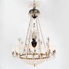 Large Continental Neoclassical Style Gilt-Metal-Mounted Glass Twelve Light Chandelier