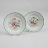 Pair of Chinese Porcelain Famille Rose Plates