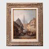 LÌ©onard Saurfelt (c. 1840-?): Street View with Market