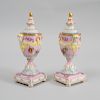 Pair of Berlin Pink Ground Porcelain Cassolettes and Covers
