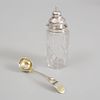 Victorian Silver-Mounted Cut Glass Cruet and an Irish George III Silver Pierced Spoon