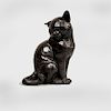 Japanese Cast-Bronze Model of a Cat