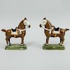 Pair of Dutch Delft Models of Saddled Brown Horses