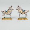 Pair of Dutch Delft Models of Saddled Horses