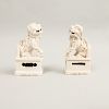 Pair of Chinese Blanc de Chine Porcelain Figures of Buddhistic Lions