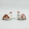 Pair of Continental Porcelain Quail Form Boxes and Covers