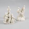 Two French Porcelain White Glazed Musical Figure Groups