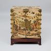 Chinese Brass-Mounted White and Polychrome Lacquer Cabinet