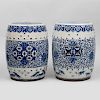 Pair of Chinese Blue and White Porcelain Garden Seats