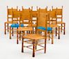 AMERICAN AESTHETIC MOVEMENT TEN MAPLE DINING CHAIRS, IN THE MANNER OF LOUIS COMFORT TIFFANY