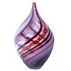 AFRO CELOTTO. Años 2000. Jarrón. Elaborado en cristal Murano con esmalte violeta y rojo. Diseño a manera de gota. Firmado.