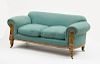 ENGLISH AESTHETIC MOVEMENT INLAID WOOD AND PARCEL-GILT SOFA