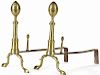 Pair of Federal brass lemon-top andirons, ca. 1810, probably Boston, 16 3/4'' h.