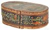 Continental painted bentwood bride's box, 19th c., retaining its original polychrome surface