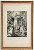 El Patrocinio de Señor San Joseph que se Venera en la Ciudad de México. Siglo XVIII.  Grabado,  37 x 26.5 cm. Enmarcado.