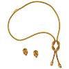 LALAOUNIS 18K yellow gold necklace and pair of earrings set.