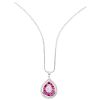 A ruby and diamond 18K white gold pendant and necklace.