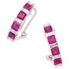 WLC ruby and diamond 18K white gold pair of earrings.