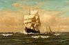 WILLIAM EDWARD NORTON, (American, 1843-1916), Marine View, 1877, oil on canvas, 16 x 24 in., frame: 26 1/4 x 34 1/4 in.