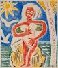 OLIVER NEWBERRY CHAFFEE, (American, 1881-1944), Sun Goddess, or Venus of Provincetown, 1941, woodcut, framed together with original wood block, sight: